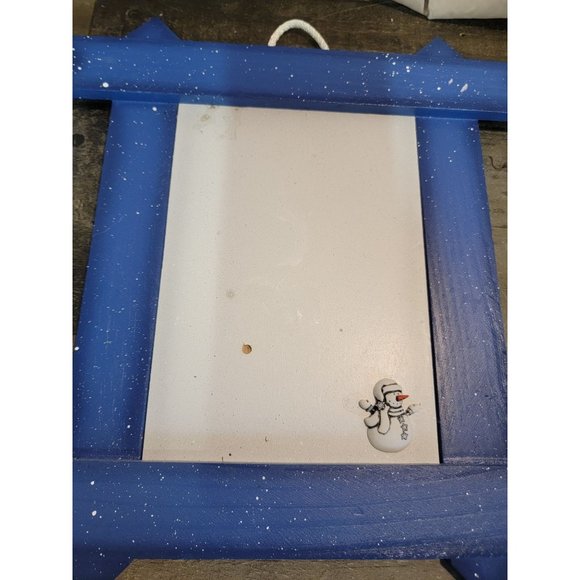 Wooden frame snow snowman xmas sign decor - Picture 2 of 5